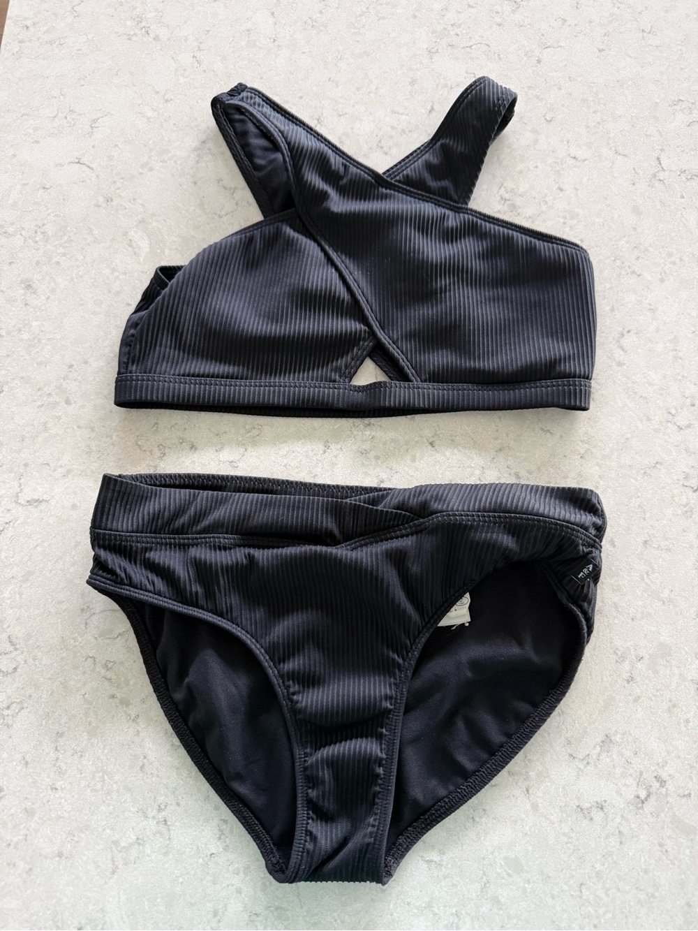 abercrombie kids Black Ribbed Two-Piece Bikini